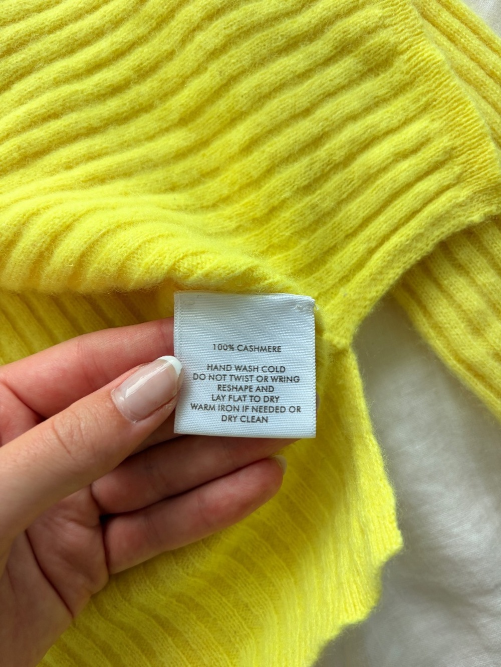 Bright Yellow Ribbed Cashmere Cardigan - Picture 4 of 5